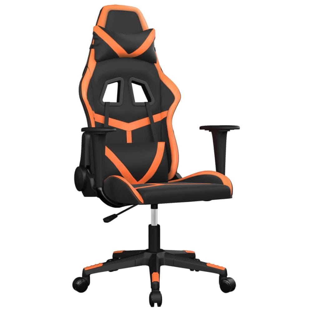 Vidaxl Masážna herná stolička čierna a oranžová umelá koža